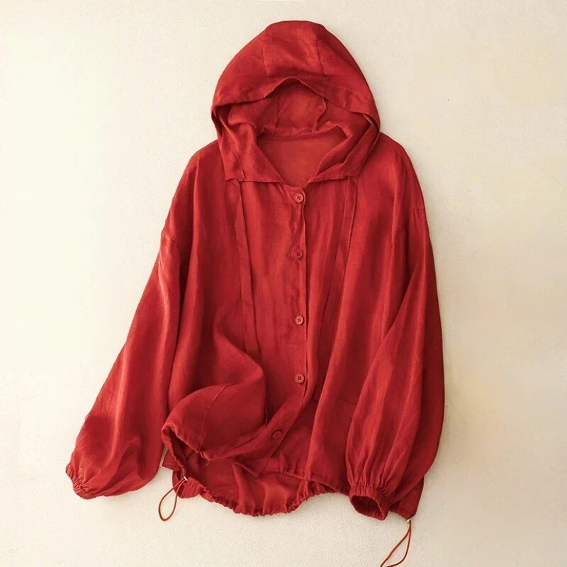 PULL-OVER À CAPUCHE EN LIN NERO