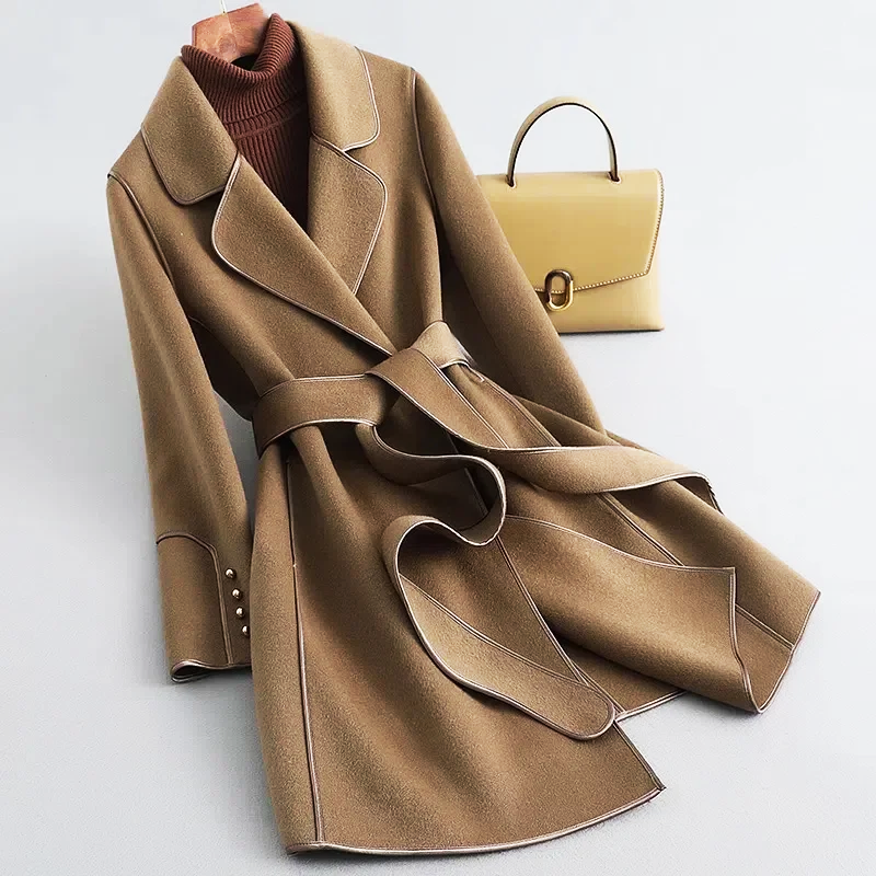 Manteau enveloppant ceinturé Mariana