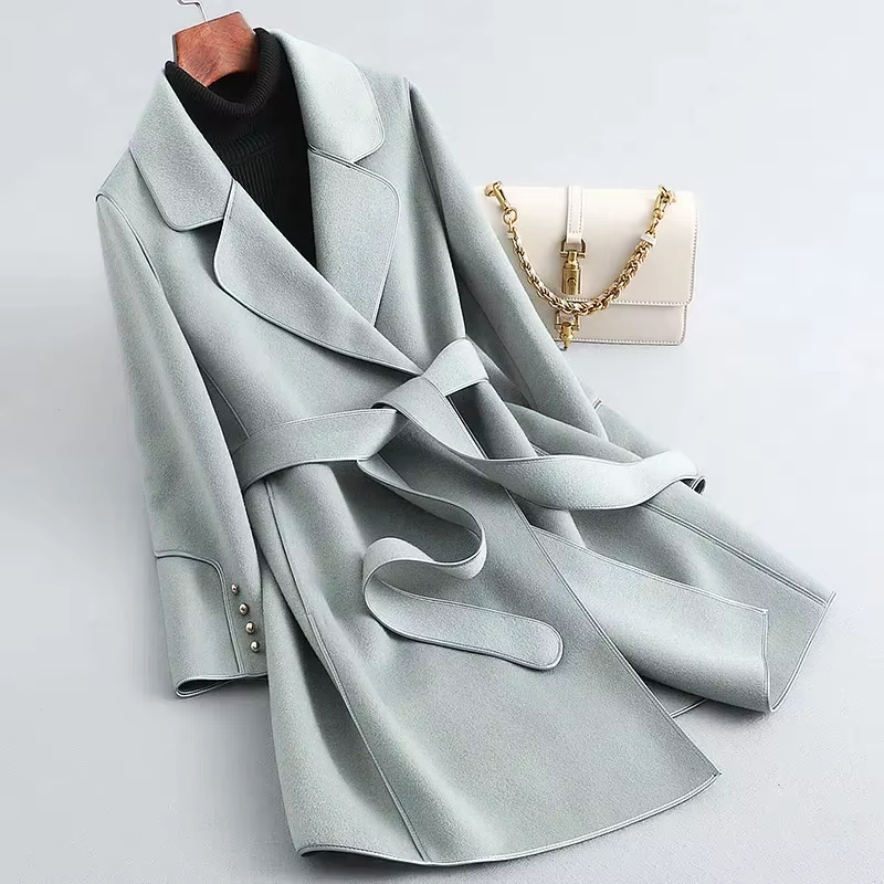 Manteau enveloppant ceinturé Mariana