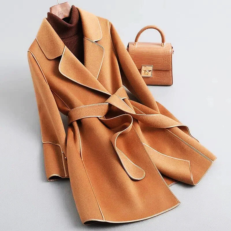 Manteau enveloppant ceinturé Mariana